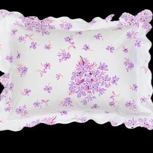 D. Porthault 2pc King Sham Set Printed Percale VIOLETTES LILAC